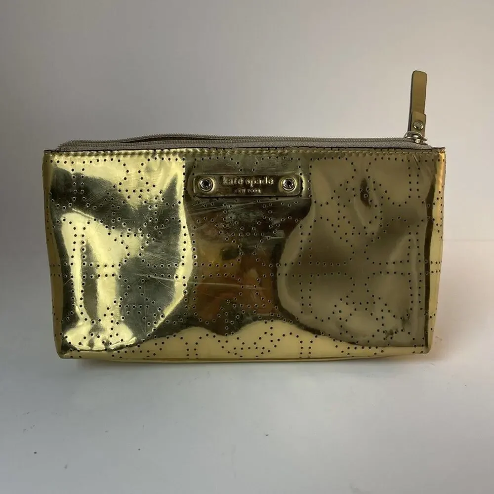 - KATE SPADE New York LITTLE SHILOH Metro Spade Gold Shimmer cosmetic bag
